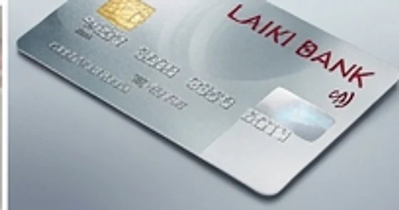 A silver Laiki Bank payment card
